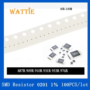SMD резистор 0201 1% 887R 909R 910R 931R 953R 976R 100PCS / партида чип резистори 1 / 20W 0.6mm * 0.3mm