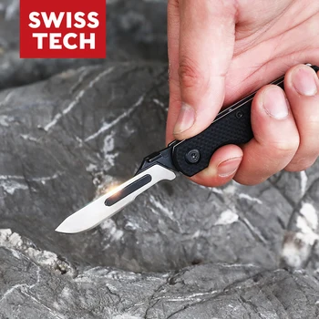 SWISSTECH G10 Бързо отворен сгъваем нож EDC висока твърдост Тактически инструмент за оцеляване на открито Нож за самозащита Mini