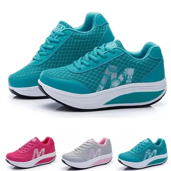 TaoBo Жените платформа ежедневни обувки дама повишаване на здравето клинове маратонки дишаща тънък фитнес люлка обувки Zapatillas Zapato