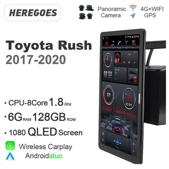 Tesla Style 1080P QLED Nano Auto Android 10 Car DVD плейър навигация GPS радио Carplay 6G + 128G за Toyota Rush 2017-2020