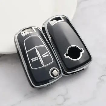 TPU Flip Folding Car Key Case Cover Shell за Opel Corsa Astra Vauxhall Vectra Zafira Smart Key Fit 2/3 Buttons Smart Keyring