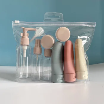 Travel Комплект бутилки за многократна употреба Спрей лосион шампоан душ гел тръба бутилиране козметични празен течен контейнер преносим инструмент за пълнене
