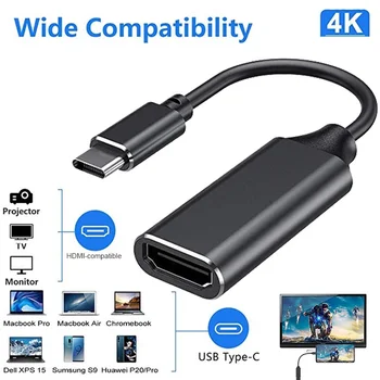 Usb C към HDMI адаптер конвертор тип C към HDMI адаптер 4K USB 3.1 Hdtv HDMI-съвместим кабелен адаптер Hd-Mi конвертор за Macbook
