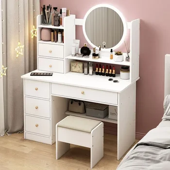 Vanity Dressing Cabinet 6 чекмеджета грим маса комплект LED Coiffeuse тоалетка класически грим хол спалня мебели