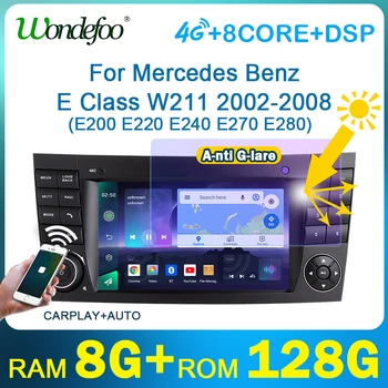 Wondefoo 2 din Автомобилно радио Android 11 стерео екран За Mercedes-Benz E-Class W211 E200 E220 E240 E270 E300 E55 W463 W209 W219 GPS