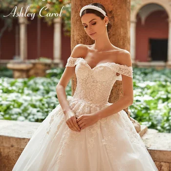 Ашли Карол принцеса сватбена рокля 2022 романтична скъпа мъниста апликации дантела нагоре A-линия булчински рокли Вестидо де Нойва