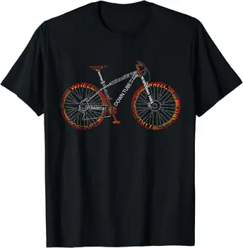 Велосипед Невероятна анатомия - планински велосипед пожар червен Мъже Жени Черна тениска с къс ръкав