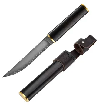  Високовъглеродна стомана VG10 композитен фиксиран нож японски нож 60 HRC остър къмпинг лов EDC ръчен инструмент дървена дръжка и обвивка