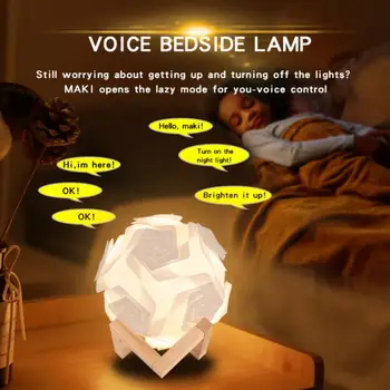 Гласово активиран сензорен дизайн Led атмосфера светлина Начало декоративни лунна лампа компоненти спалня нощно осветление лампи светлина