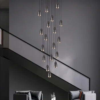 Дизайнер вила стълбищни полилей Nordic модерен прост светлина луксозна зала високо въртящи се таванско помещение апартамент семеен полилей