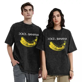 ДОЛЧЕ И БАНАНОВА ТЕНИСКА Смешни бананови тениски Harajuku Къси ръкави Улично облекло Tops Summer Loose Crewneck Oversize Top Tees