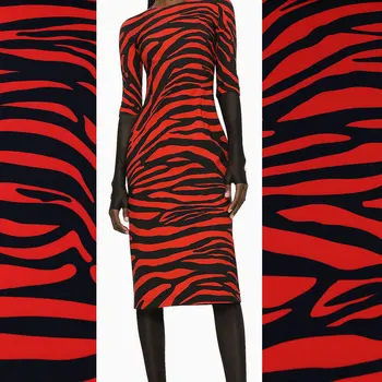 Есен полиестер зебра ивици Septaria отпечатани еластична материя за шиене жени Лонг Бийч рокля риза тъкани от метър