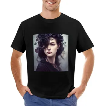Жена с черни рози в косата Тениска черна тениска мъжка смешна тениска