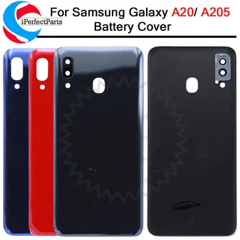 За Samsung Galaxy A20 A205 A205F Обратно капак на батерията Стъклен корпус Замяна на Samsung A20 врата заден калъф с обектив на камерата