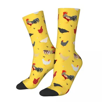 Зимна топла мода жени мъже геометрични чорапи за пилешка ферма дишащи баскетболни чорапи