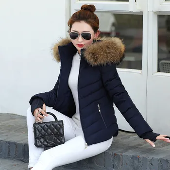 Зимно палто Дамско зимно яке Дамски ръкавици за парки Топла подвижна кожена яка Подвижна шапка Тънко прилягане Връхни дрехи
