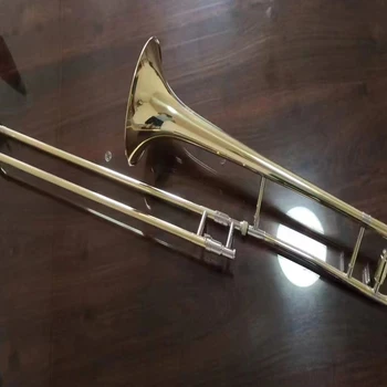 Златен плосък B-tune JYTB-E100 тромбон лакиран златен месинг Американски занаятчийски производство професионален духов инструмент с калъф