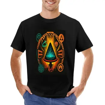 Изгубете се в хипнотичния триъгълник и медузите на тази тениска шедьовър на дигиталното изкуство хипи дрехи тениски за мъже памук