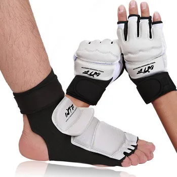 Издръжливи ръкавици по карате по таекуондо Спортни боксови ръкавици Sanda Kongfu Martial Arts Протектор за крака Опора за глезена Pad Guard