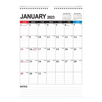 Календар - месечен планировчик на стенни календари от януари 2023 г. - юни 2024 г., 12 инча x 17 инча, двужично обвързване, управлявано пространство