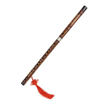 Ключ на F / D / E / G / C флейта горчив бамбук Dizi традиционен китайски ръчно изработен дървен духов инструмент с чанта за съхранение китайски възел