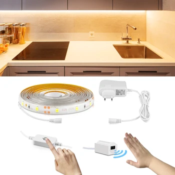 Кухня LED лента светлина докосване димер / ръка почистване сензор за движение контрол водоустойчив под кабинета светлина Luces Led ленти лента