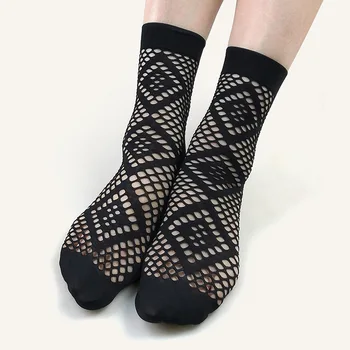 Летни дамски чорапи дишаща еластична куха навън жакардова рибарска мрежа запаси черно каки жените рокля износване