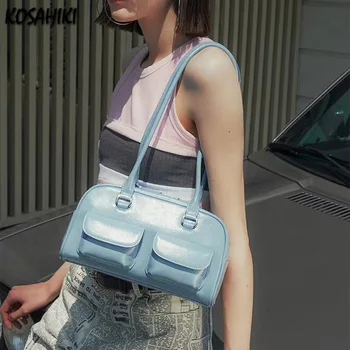 Луксозен дизайн корейски реколта модерен рамо чанти мода случайни всички мач чанти жени Y2k улично облекло шик твърди подмишниците чанта