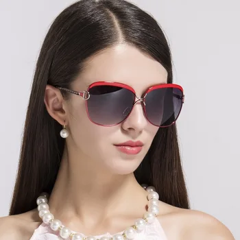 Луксозни извънгабаритни поляризирани слънчеви очила жени 2020 метални големи дами слънчеви очила реколта анти-отблясъци шофиране очила UV400