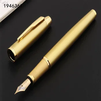 Луксозно качество 8007 Златен Бизнес офис Среден Nib писалка мастило Нови училищни канцеларски материали