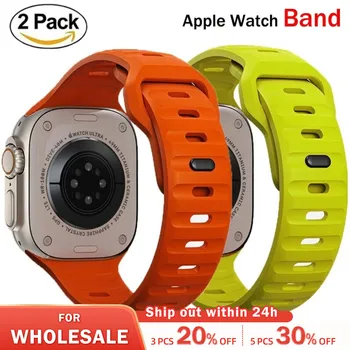 Мека силиконова каишка за Apple Watch Band Ultra 49mm 45mm 41mm 44mm 40mm Спортна лента за часовници Iwatch Serise 9 8 7 6 5 4 3 2 Гривна
