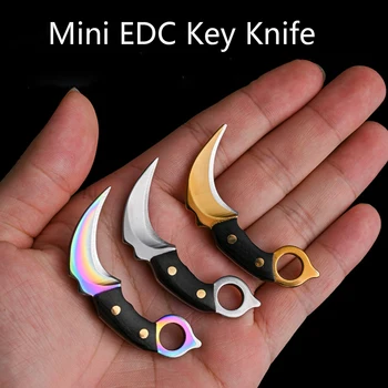Мини нокът нож ключодържател закачалка плодове оцеляване нож EDC джоб външни инструменти къмпинг преносим фиксиран нож самозащита