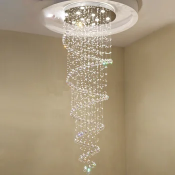 Модерен K9 Голям LED спирален хол Кристални полилеи Осветително тяло за стълбище Стълбищна лампа Витрина Спалня Хотелска зала