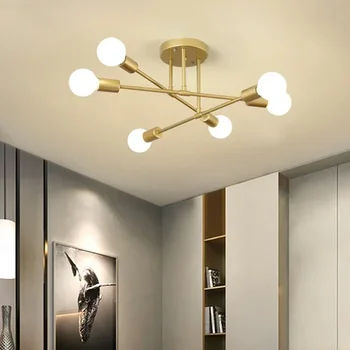 Модерен творчески полилей LED осветление романтично минималистично черно бяло златна спалня всекидневна трапезария таван декор лампа