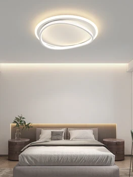 Модерна минималистична бяла таванна светлина за спалня Всекидневна Проучване Творчески квадратни / кръгли лампи за дистанционно управление Вътрешно осветление