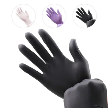 нитрилни ръкавици черни 20pcs хранителен клас водоустойчив прах латекс безплатно ръкавици за еднократна употреба нестерилни нитрил изпит ръкавици