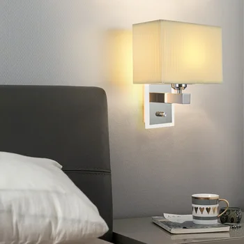 Нов сгъваем плат сянка стена лампа модерен хол спалня нощно легло стена светлина хром база с ротационен превключвател вътрешно осветление