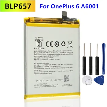 Нова оригинална BLP657 3300mAh батерия за OnePlus 6 A6001 Oneplus6 One Plus 6 Оригинални литиево-йонни батерии за подмяна на телефона + безплатен инструмент