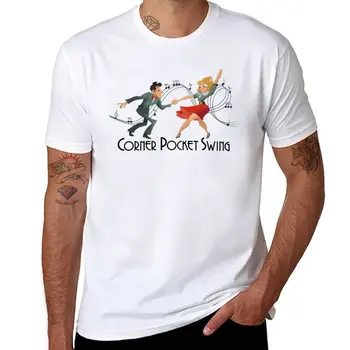 Ново лого на Corner Pocket Swing тъмен текст за светли фонове Тениска графика тениска аниме дрехи т ризи за мъже пакет