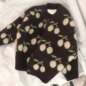 Ново яке за момичета плетени детски палта Детски връхни дрехи Есенна пролет 23-A142