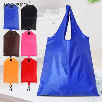 Преносима пазарска чанта за многократна употреба Оксфорд измити плътен цвят хранителни чантата сгъваема водоустойчива Ripstop рамо чанта