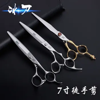Професионален фризьор ножици за коса 7-инчов плосък разрез голям разрез гола ръка цялостен нарязани върба японски стил