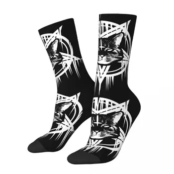 Сатанински черен метал котка 666 Бафомет Сатана Луцифер чорапи пазаруване 3D печат момче момичета средата на прасеца чорап