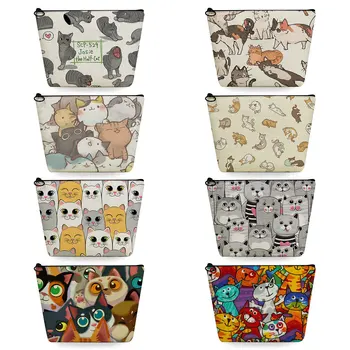сладък аниме котка отпечатани грим продукти чанта за съхранение прост размер съединител телефон чанти практичен просторен тоалетна чанта преносим пътуване