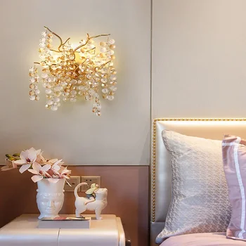 френска кристална стенна лампа романтична сватбена декорация осветление хол коридор клон стенна лампа