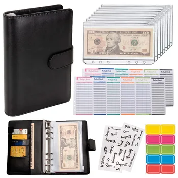 цветен цип бюджет пари плановик обхваща папка папка пластмасов бележник спестяване 6 плик нови джобове