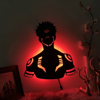 Черен силует лампа аниме Jujutsu Kaisen Yuji Itadori стена светлина за хол декор нощна светлина спалня манга стена лампа