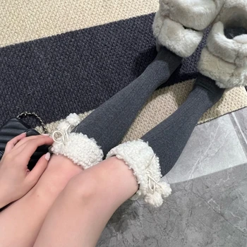 Японски жени над прасеца чорапи изкуствена агнешка вълна подстригване студент чорапи крак топло